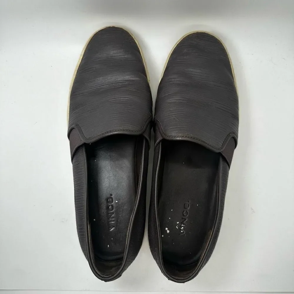 Vince Blair Textured Leather Slip On Sneakers